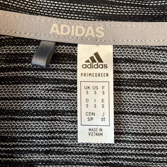 Adidas Golf Polo Short sleeve Space-dyed black & white grey shirt top Size Small - Picture 5 of 12